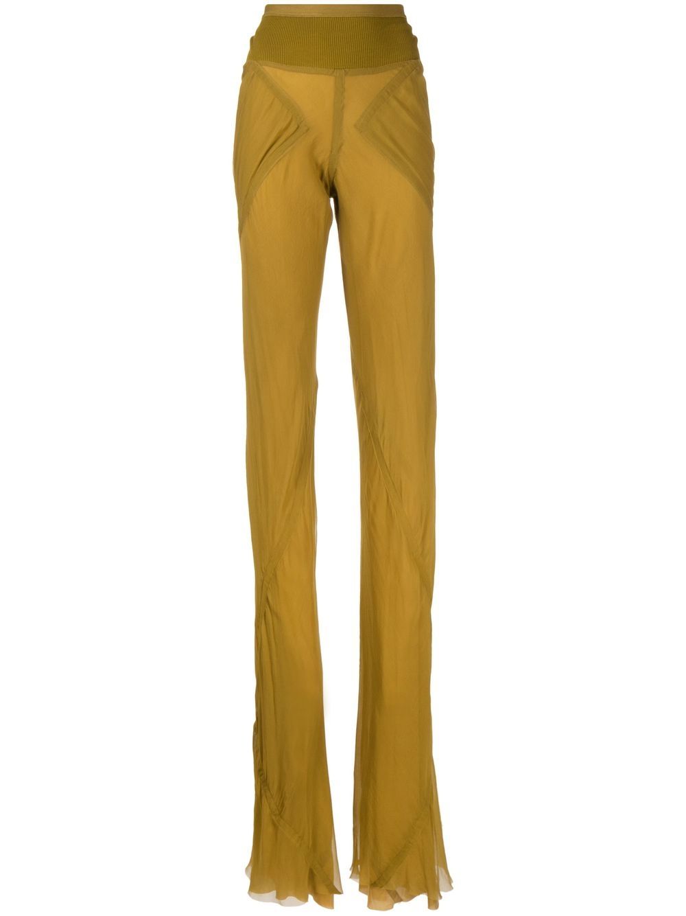 Rick Owens sheer-panelled design trousers - Yellow von Rick Owens