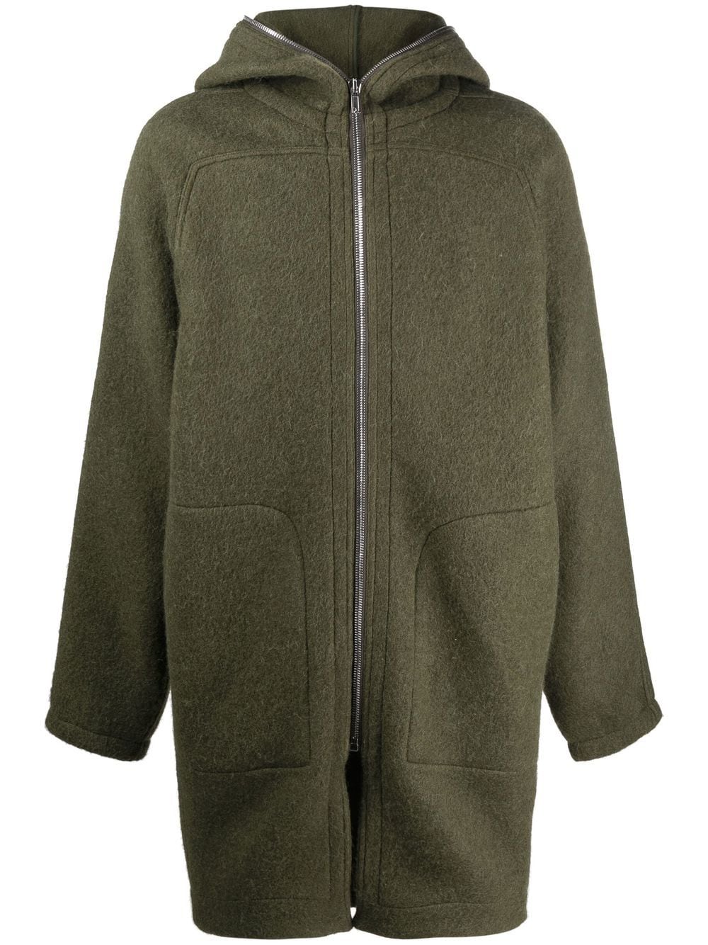 Rick Owens zip-up hooded wool coat - Green von Rick Owens