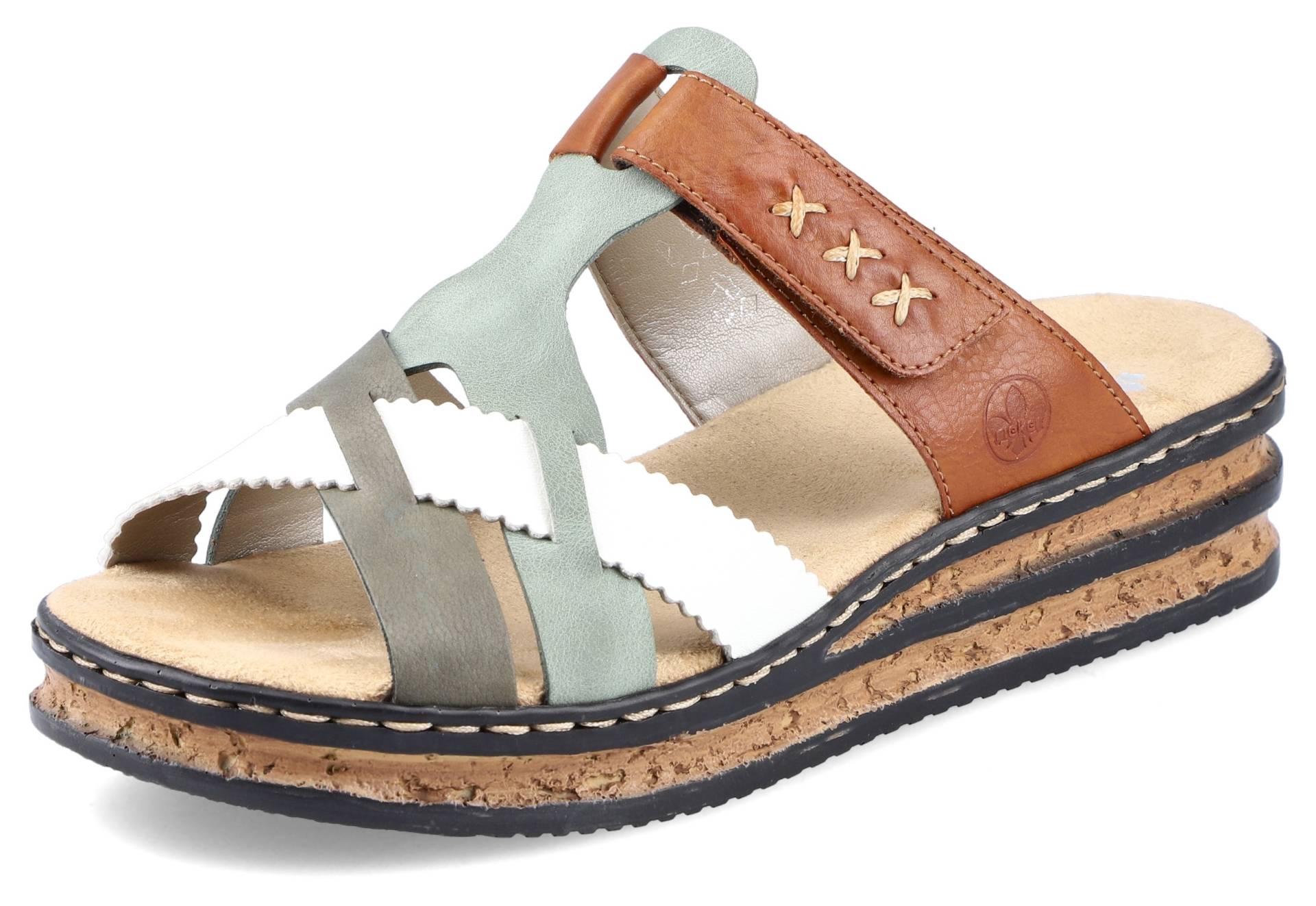 Rieker Pantolette, Keilabsatz, Sommerschuh, Schlappen mit praktischem Klettriemchen Rieker Pantolette, Keilabsatz, Sommerschuh, Schlappen mit praktischem Klettriemchen von Rieker