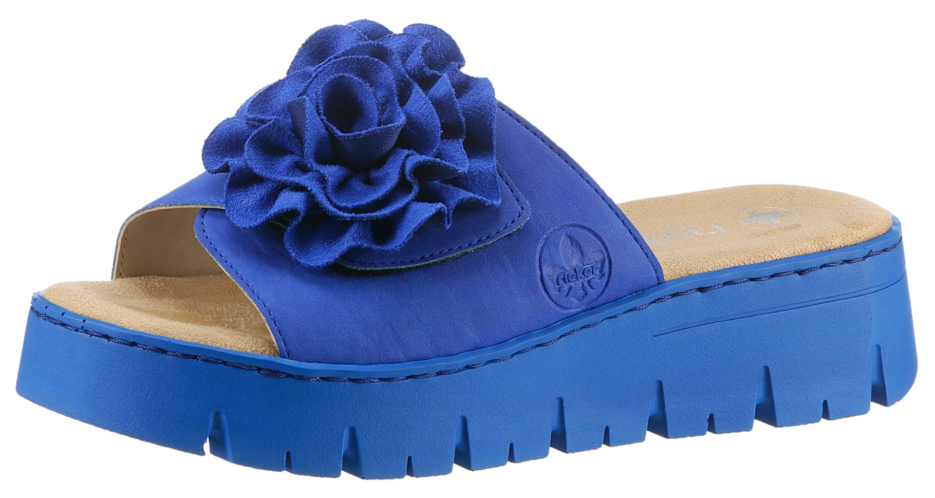 Rieker Pantolette, Plateau, Sommerschuh, Schlappen mit praktischem KIettverschluss von Rieker