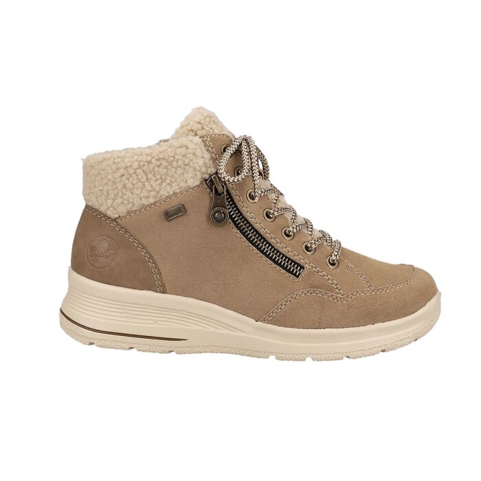 Rieker Schnürstiefelette Damen mit Textilkragen taupe, 42 von Rieker