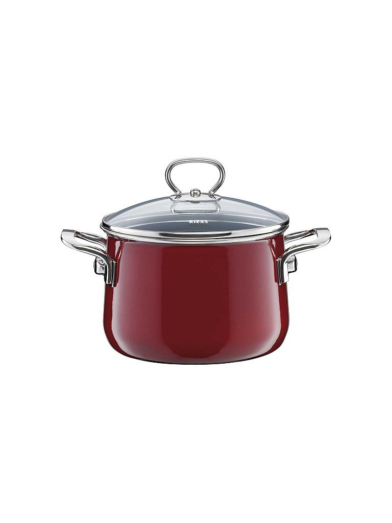 RIESS Fleischtopf mit Glasdeckel NOUVELLE 20cm/4l Rosso dunkelrot von Riess