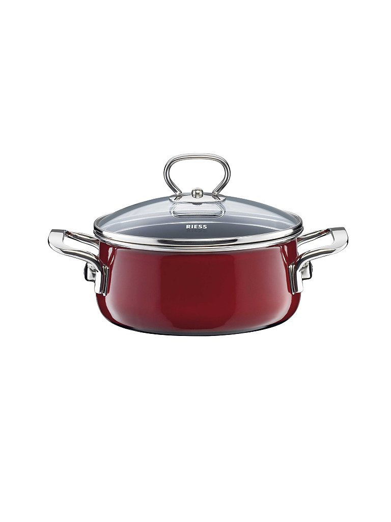 RIESS Kasserolle mit Glasdeckel NOUVELLE 24cm/4l Rosso dunkelrot von Riess