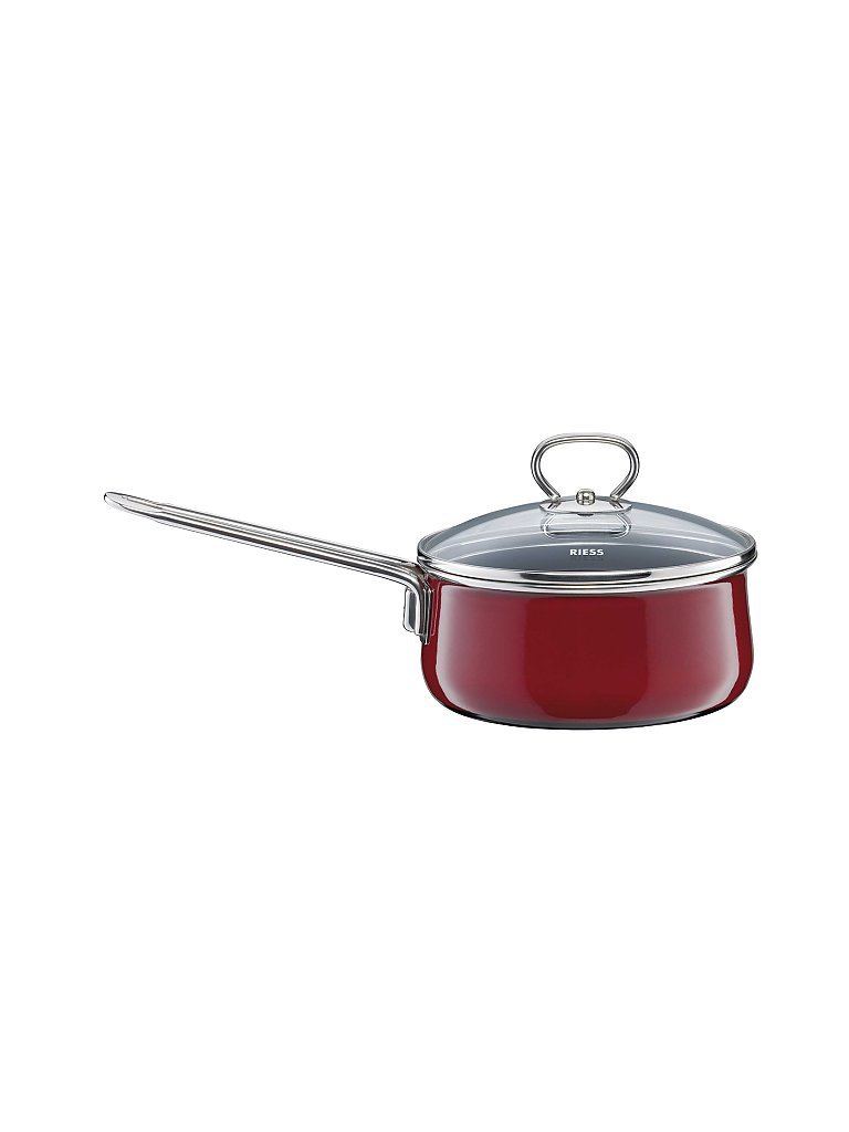 RIESS Steilkasserolle mit Glasdeckel NOUVELLE 16cm/1l Rosso dunkelrot von Riess