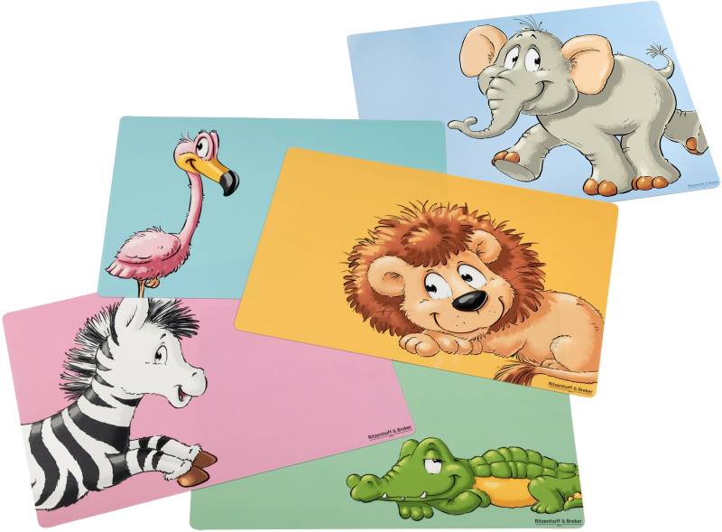 Platzset, »Happy Zoo«, Ritzenhoff & Breker, (Set, 5-St), pflegeleichter Kunststoff, mit Tier-Motiven von Ritzenhoff & Breker