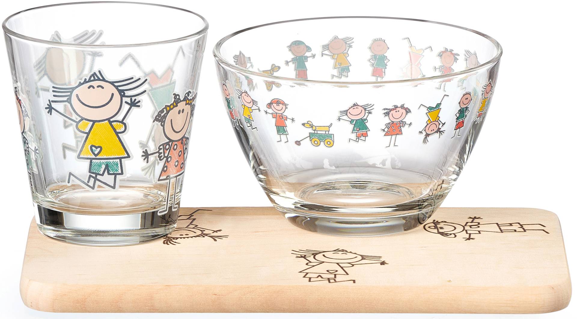 Ritzenhoff & Breker Kindergeschirr-Set »Best Friends«, (Set, 3 tlg., 1 Frühstücksbrett (22x12 cm), 1 Trinkglas (250 m), 1 Schale (Ø 12 cm) von Ritzenhoff & Breker