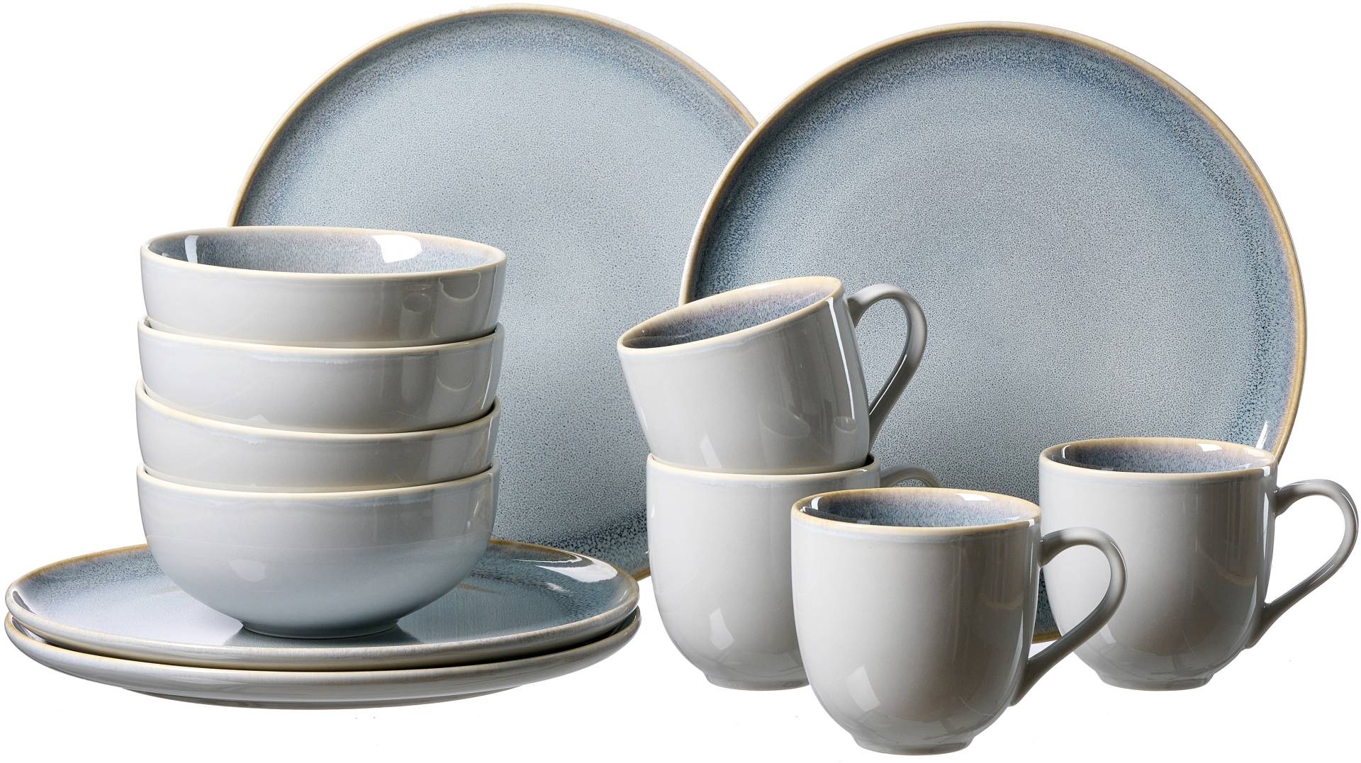 Ritzenhoff & Breker Kombiservice »Geschirr-Set, Service Skagen Stone«, (Set, 12 tlg., 4 Teller (Ø 26,5 cm), 4 Kaffeebecher (Ø 10 cm), 4 Schalen (Ø 15 cm) von Ritzenhoff & Breker