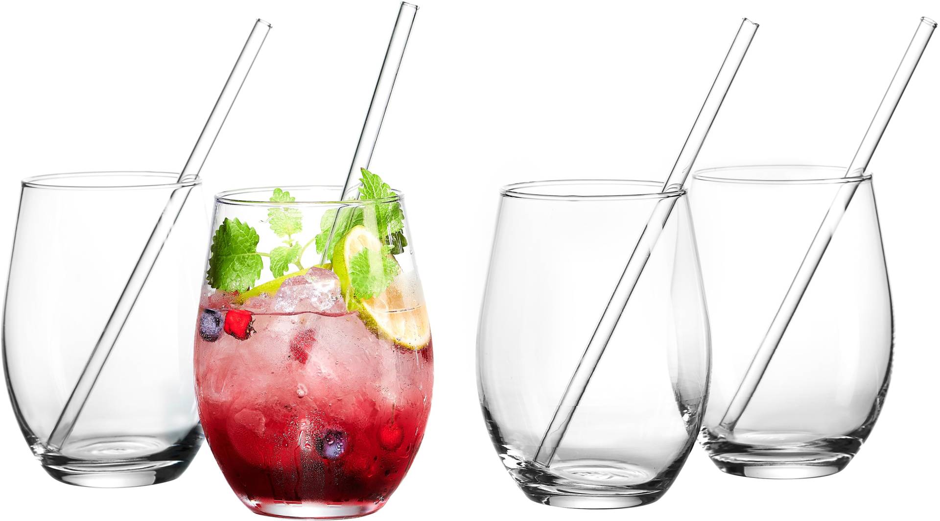 Ritzenhoff & Breker Longdrinkglas »Gin«, (Set, 8 tlg., 4 Longdrinkgläser mit Glas-Trinkhalm, je 590 ml) von Ritzenhoff & Breker