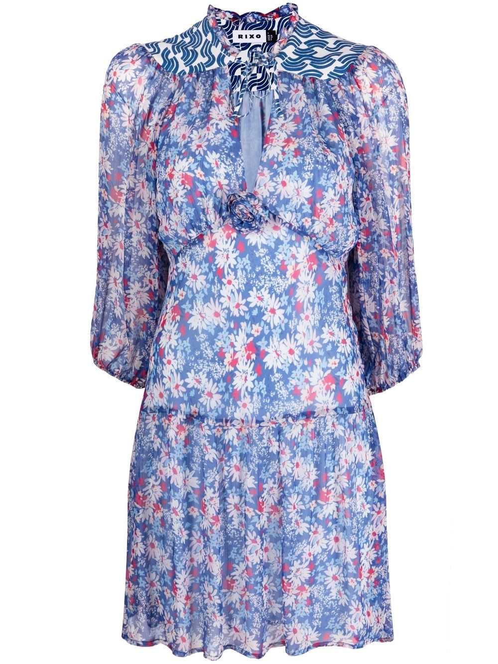 Rixo floral-print short dress - Blue von Rixo
