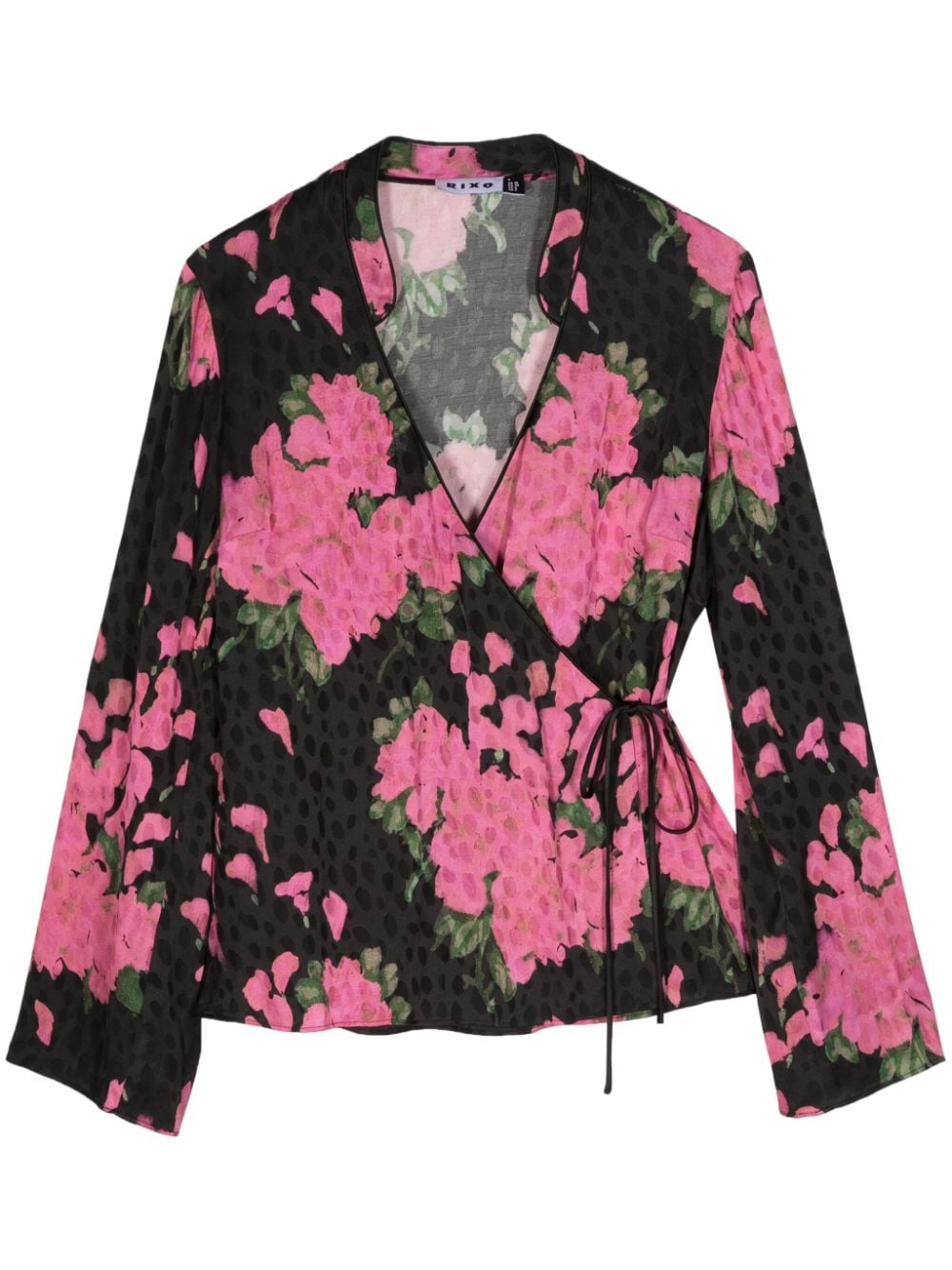 Rixo floral-print wrap top - Black von Rixo