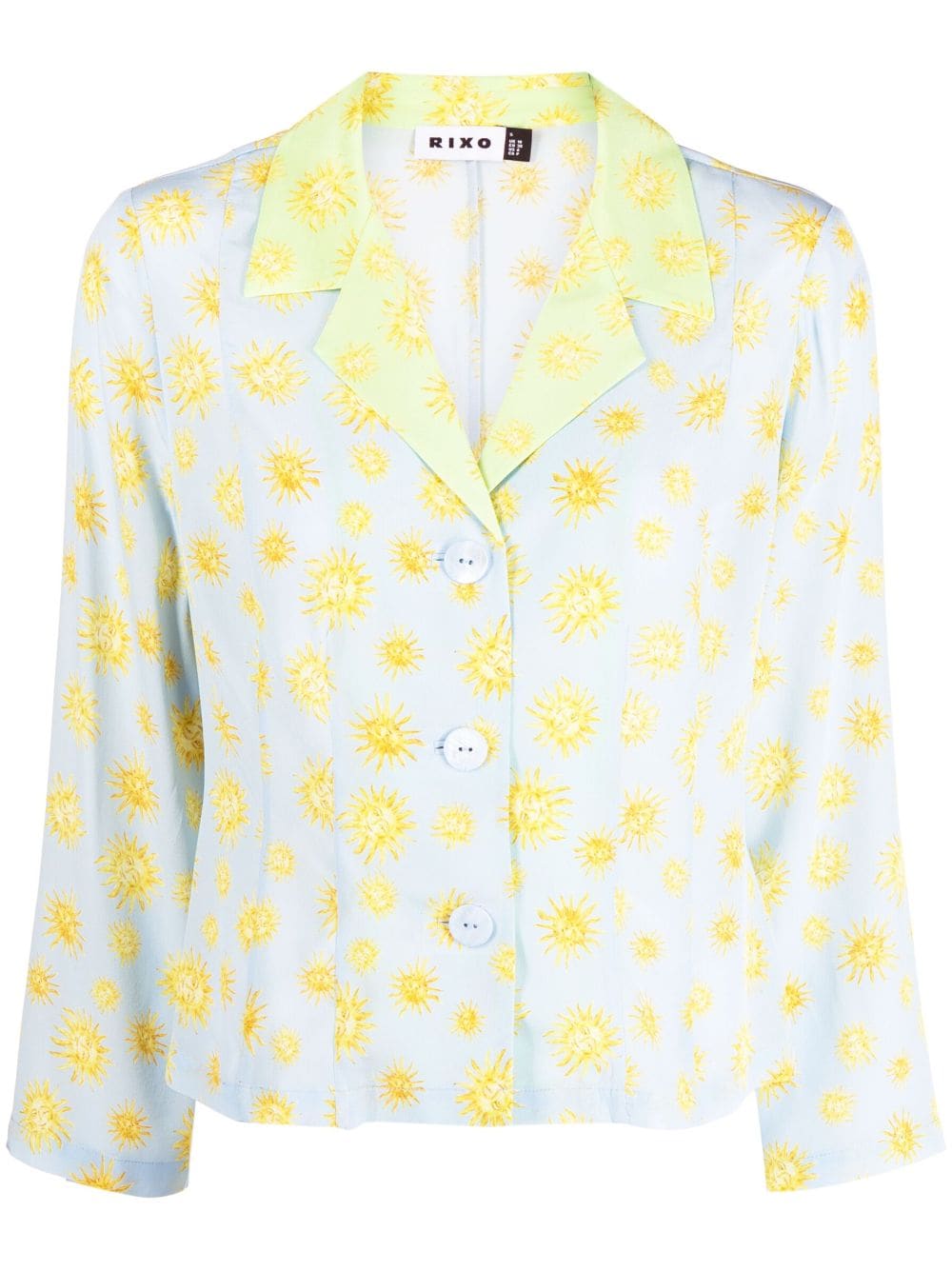 Rixo sun-motif silk shirt - Blue von Rixo