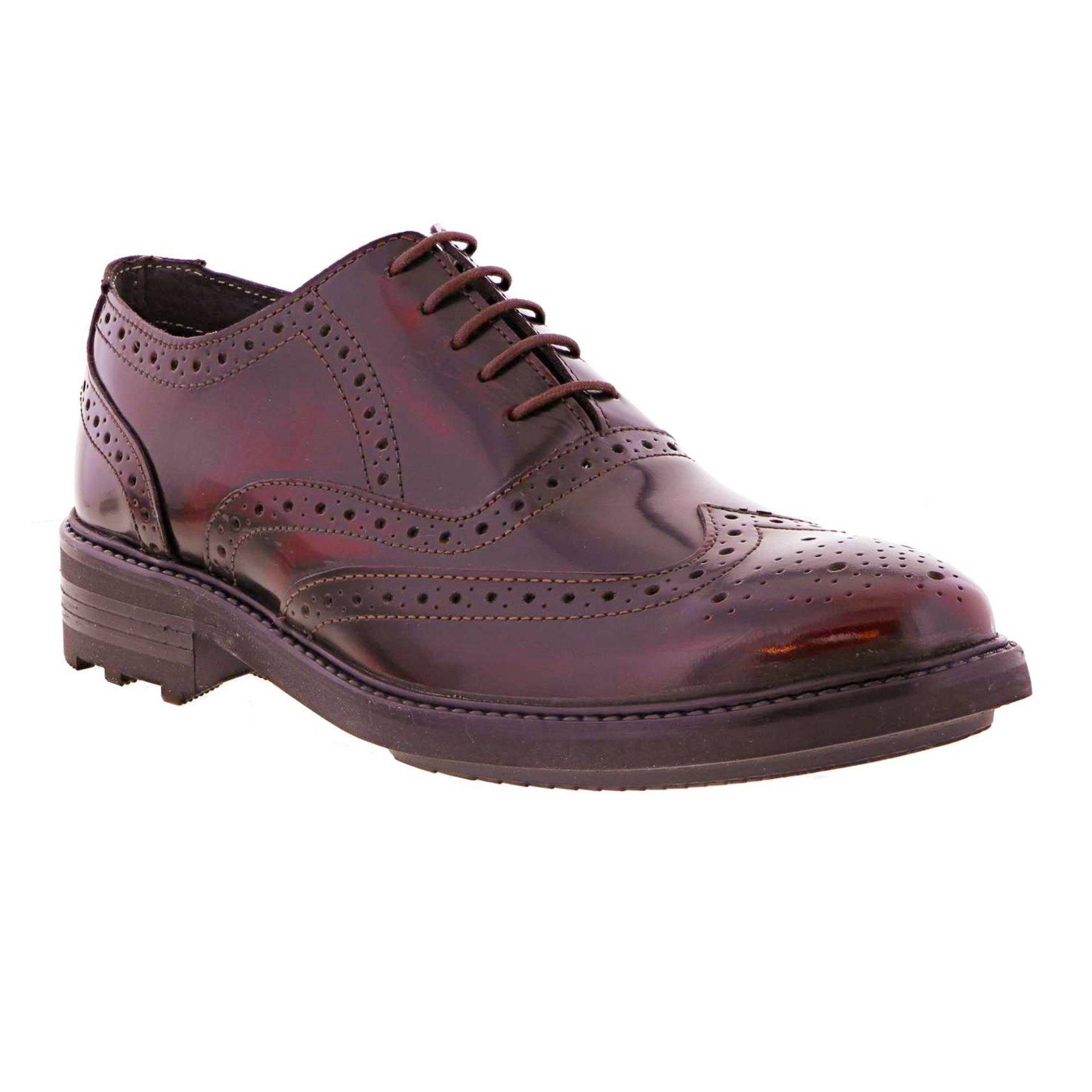 Lederschnürhalbschuhe Mit Lochmuster Herren Bordeaux 39.5 von Roamers