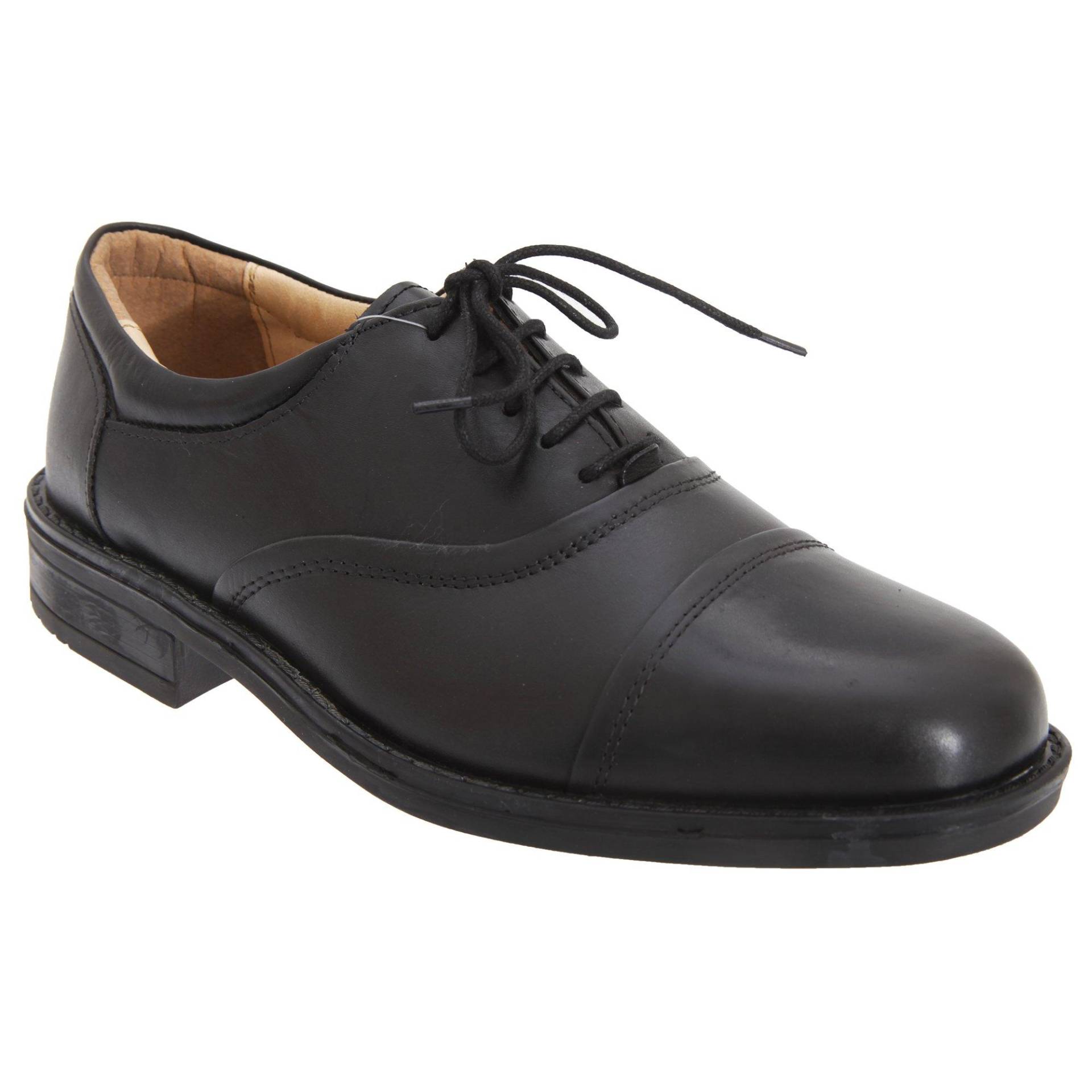 Leder Flexi Capped Oxford Schuhe Herren Schwarz 39.5 von Roamers