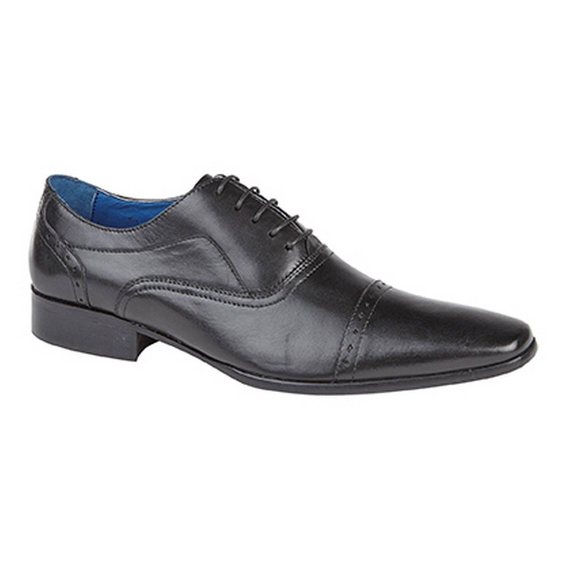 4 Ösen Punch Cap Leder Oxford Schuhe Herren Schwarz 42 von Roamers