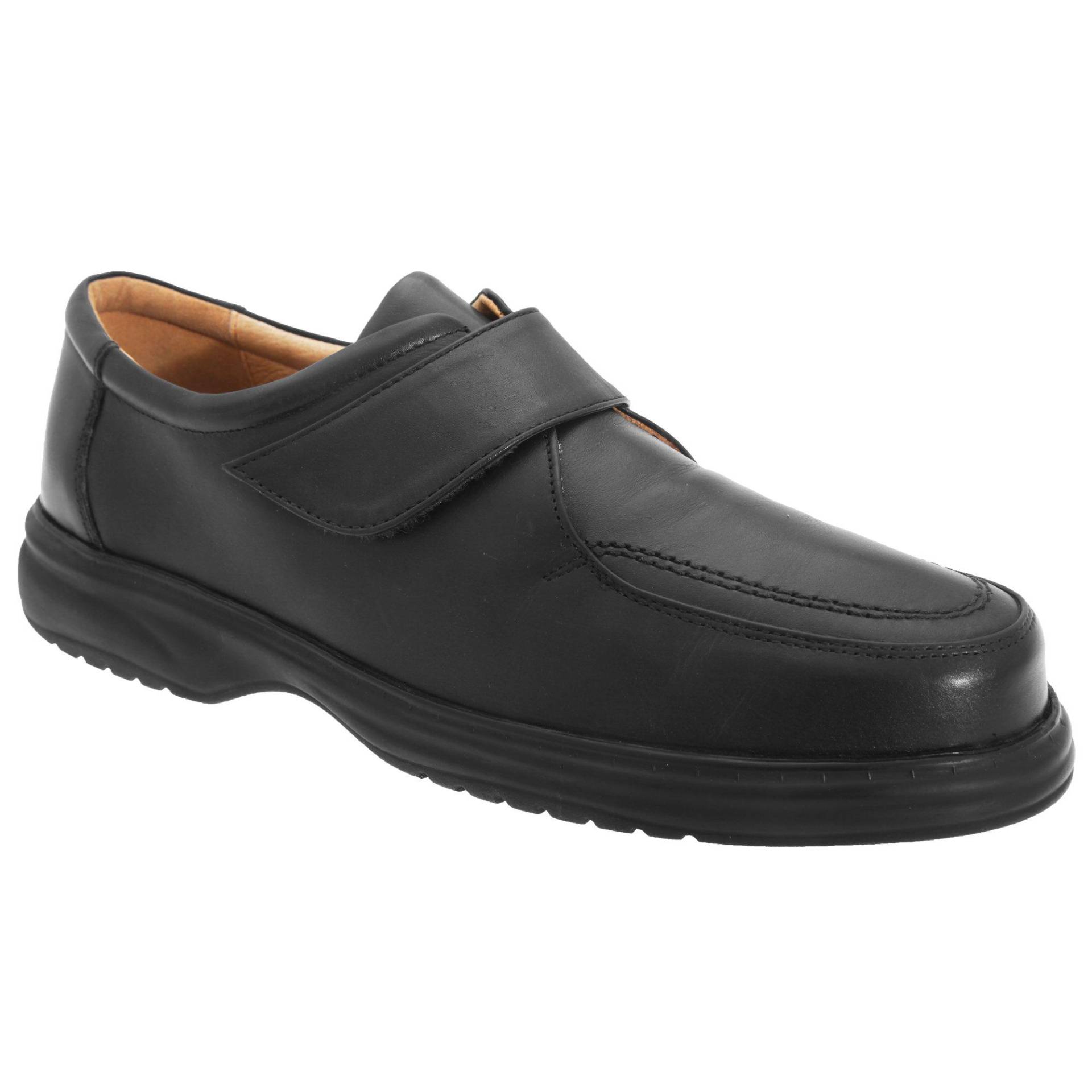 Superlite Lederschuhe Schuhe Mit Klettverschluss, Breite Passform Herren Schwarz 45.5 von Roamers