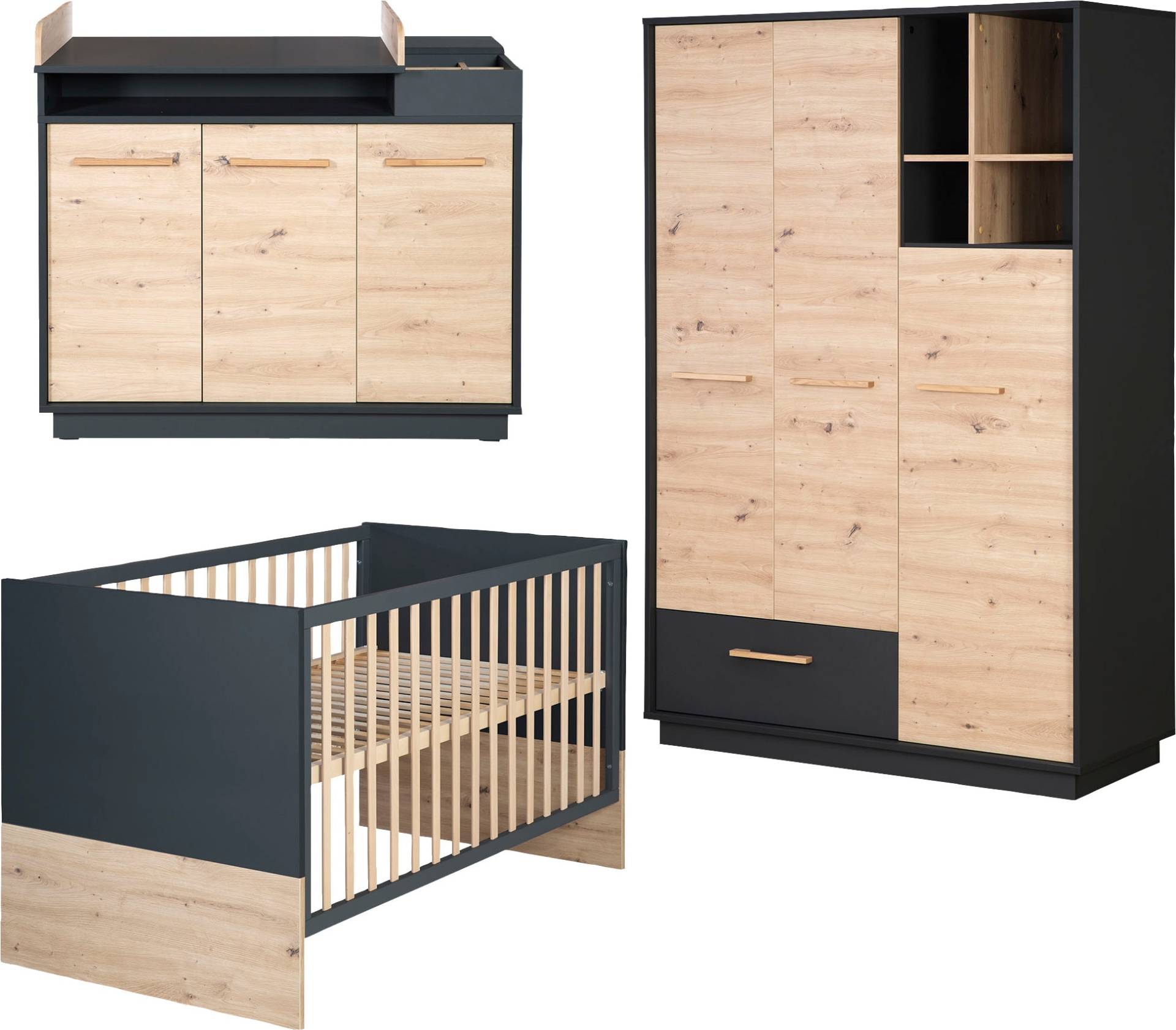 roba® Babyzimmer-Komplettset »Lenn«, (Set, Babybett 70x140 cm, Wickelkommode, Kleiderschrank) von Roba®