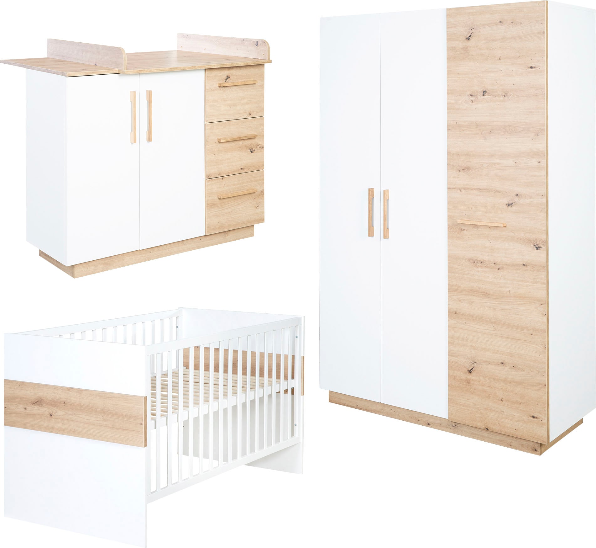 roba® Babyzimmer-Komplettset »Lion«, (Set, Babybett 70x140 cm, Wickelkommode & Kleiderschrank 3-türig) von Roba®