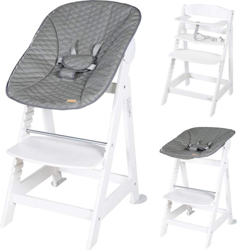 roba® Hochstuhl »Born Up, weiss, mit Neugeborenen-Aufsatz, stone gesteppt«, (Set) von Roba®