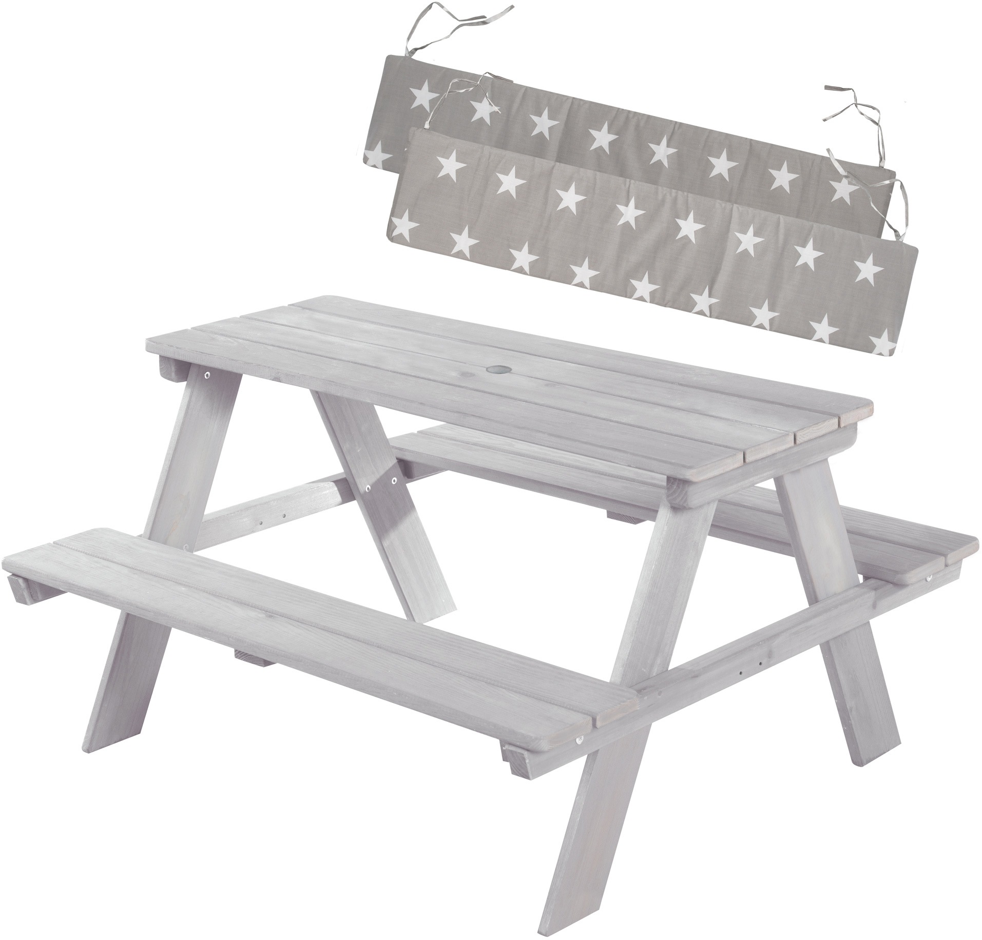 roba® Kindersitzgruppe »Picknick for 4 Outdoor +, Grau«, (Set), mit abgerundeten Ecken; inklusive Sitzauflagen Â»Little StarsÂ« von Roba®