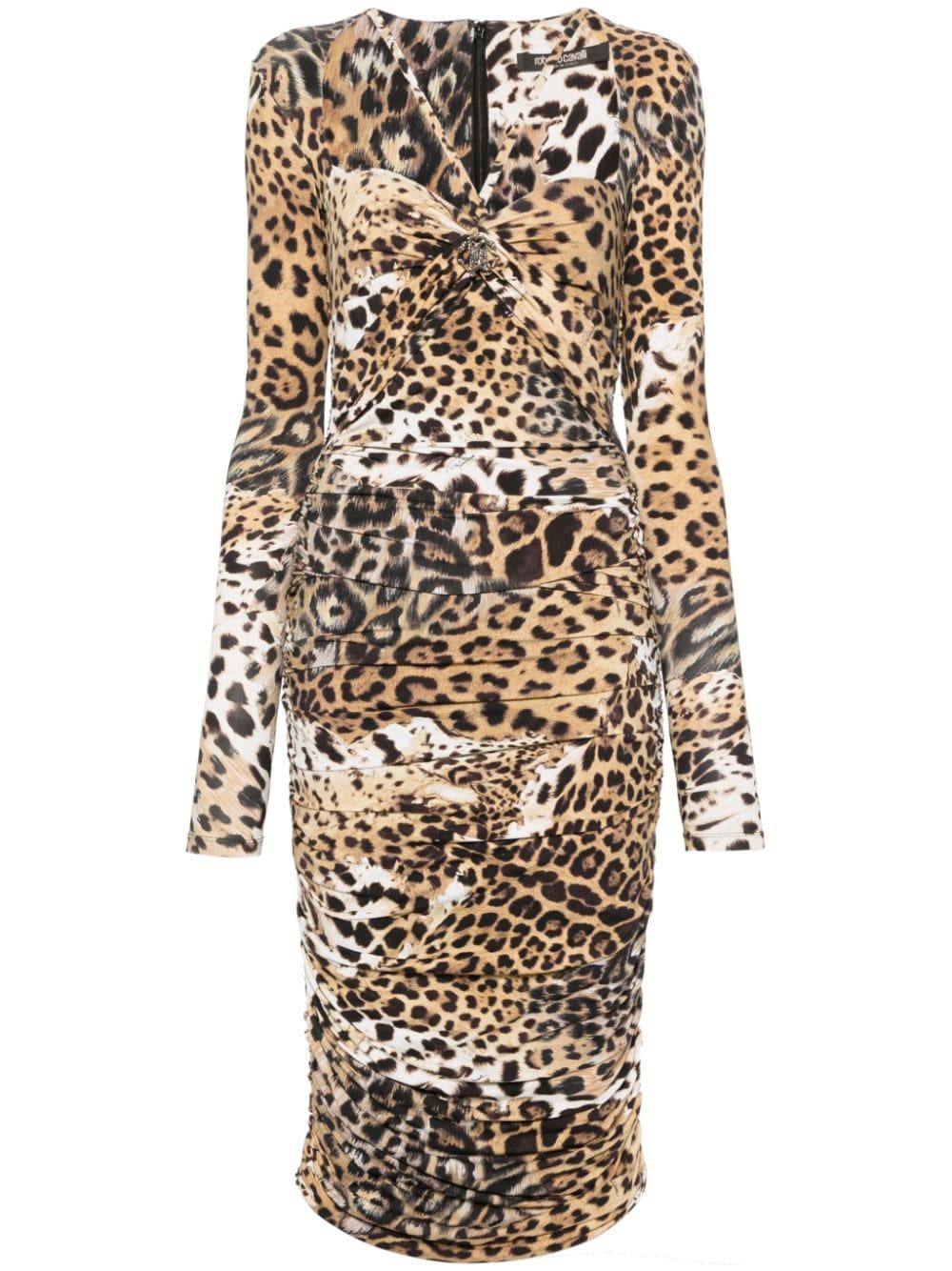 Roberto Cavalli Jaguar Skin-print ruched dress - Neutrals von Roberto Cavalli