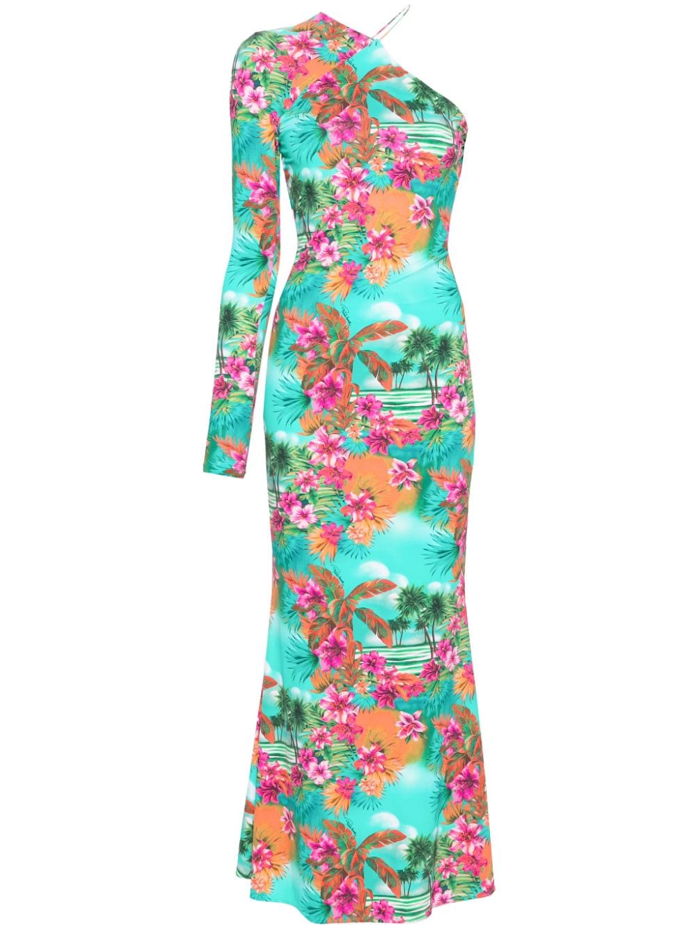 Roberto Cavalli Jungle-print one-shoulder dress - Green von Roberto Cavalli