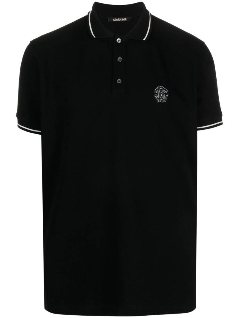 Roberto Cavalli Mirror Snake cotton polo shirt - Black von Roberto Cavalli