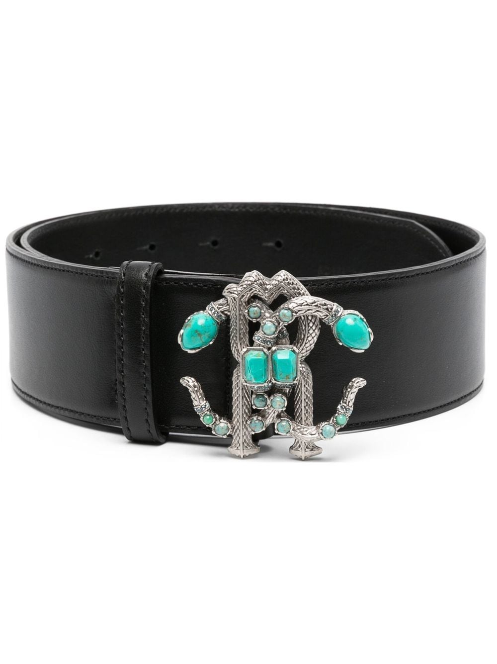 Roberto Cavalli Mirror Snake leather belt - Black von Roberto Cavalli