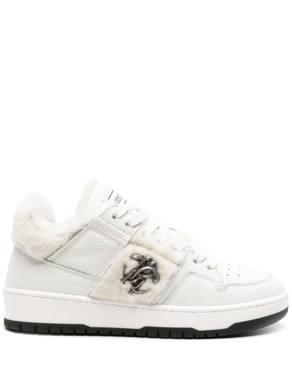 Roberto Cavalli Mirror Snake panelled leather sneakers - White von Roberto Cavalli