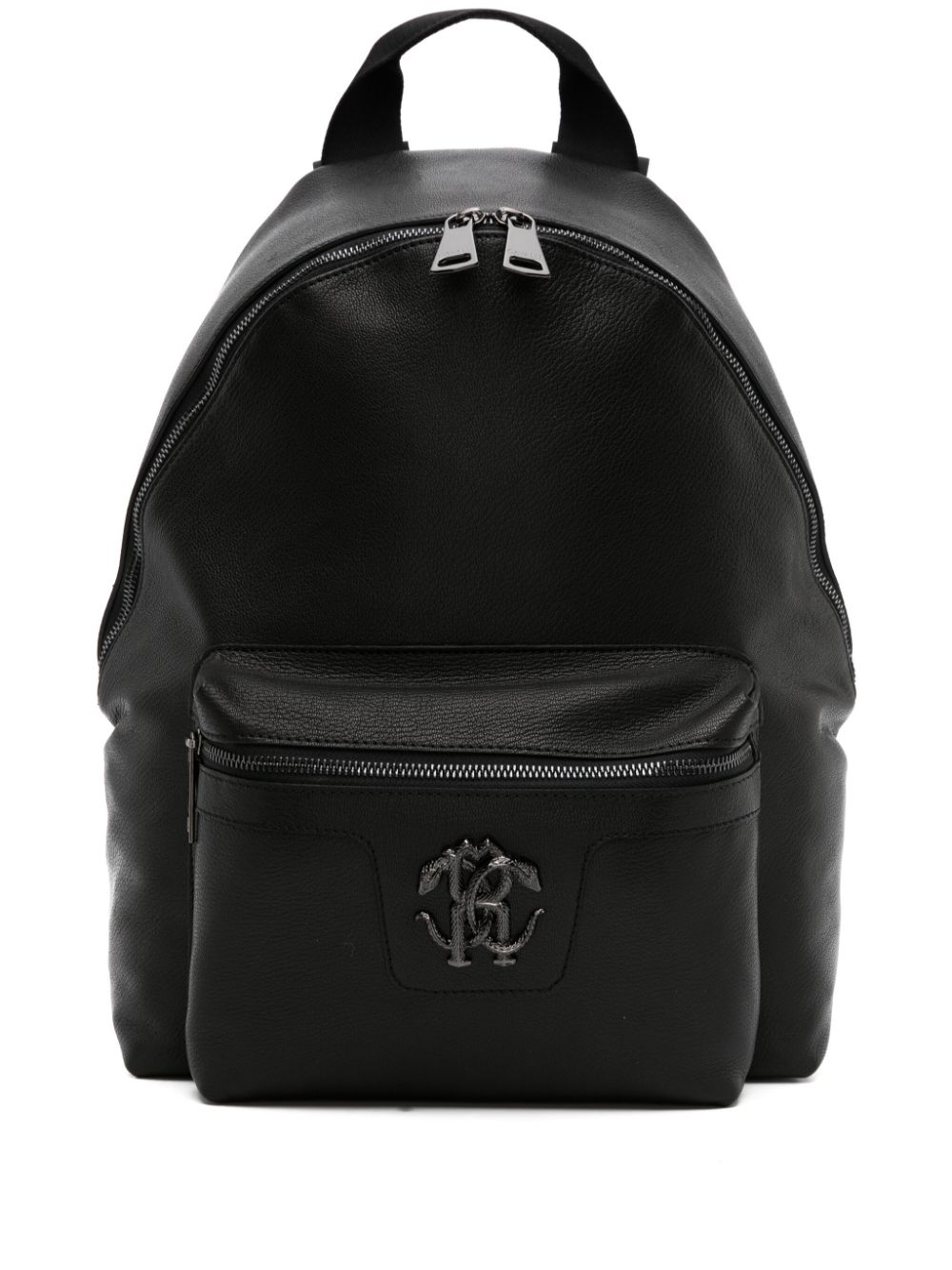 Roberto Cavalli Mirror Snake-plaque leather backpack - Black von Roberto Cavalli