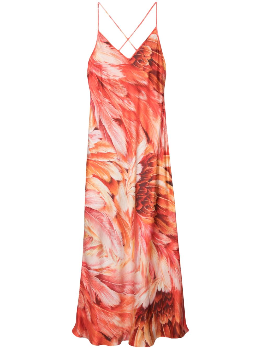 Roberto Cavalli Plumage silk maxi dress - Red von Roberto Cavalli