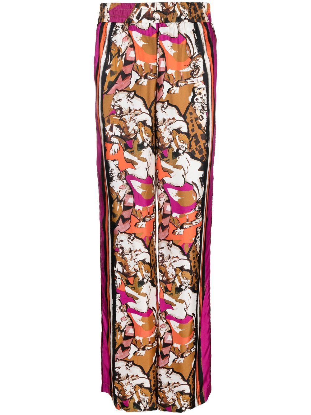 Roberto Cavalli abstract-print silk palazzo pants - Brown von Roberto Cavalli