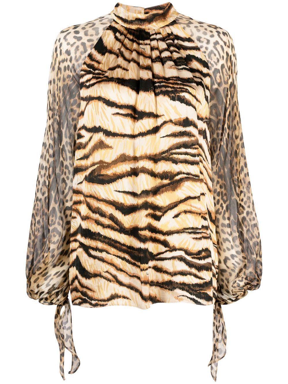 Roberto Cavalli animal-print puff-sleeve blouse - Neutrals von Roberto Cavalli