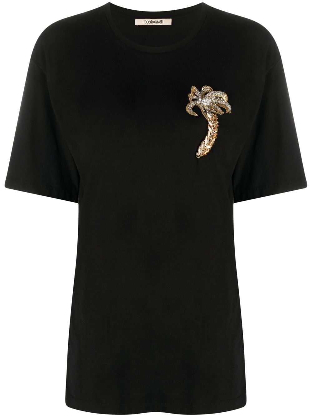 Roberto Cavalli appliqué-detail short-sleeve T-shirt - Black von Roberto Cavalli