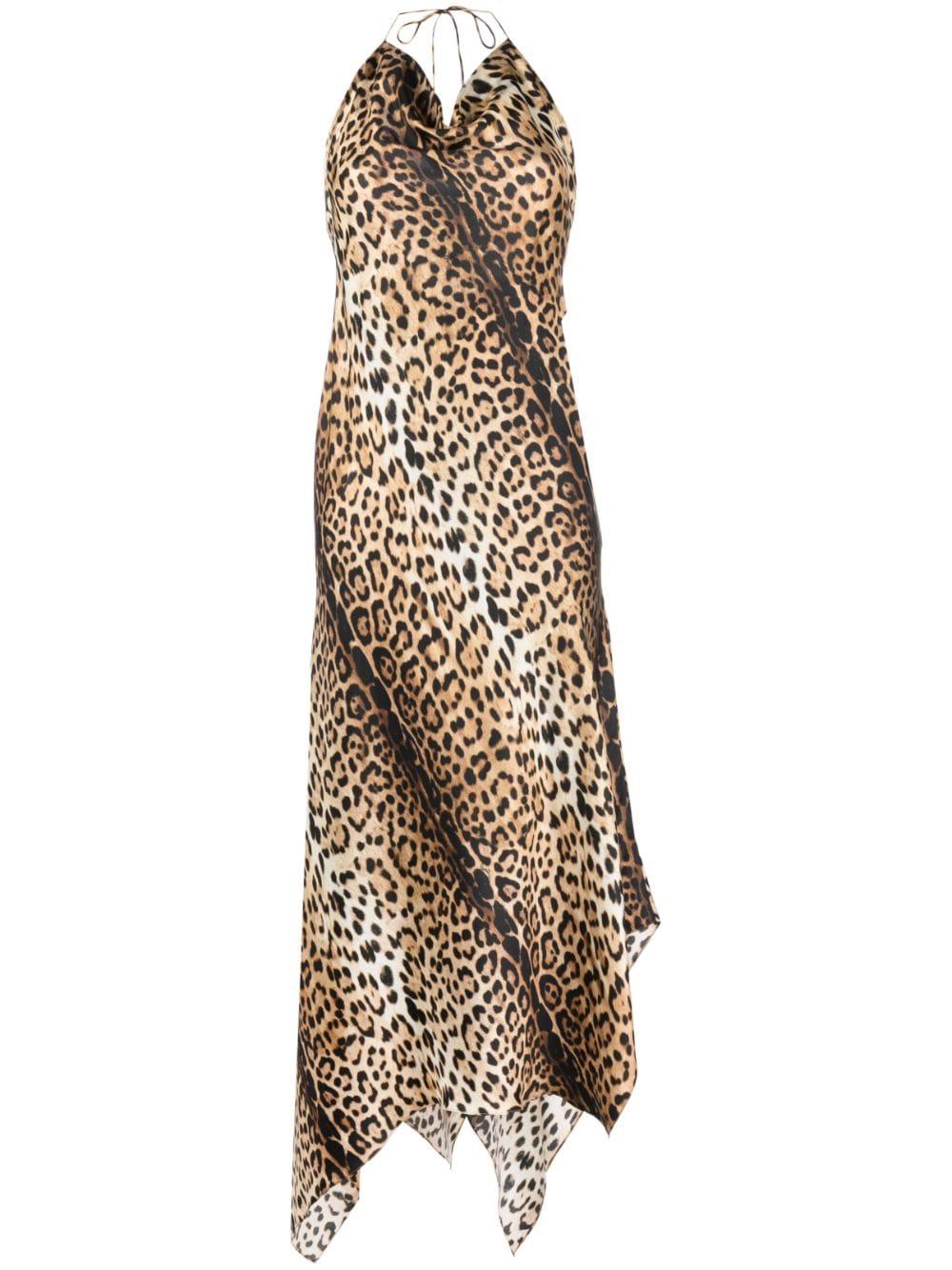 Roberto Cavalli asymmetric-hem cowl-neck silk dress - Neutrals von Roberto Cavalli