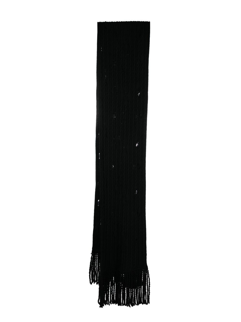 Roberto Cavalli cable-knit wool scarf - Black von Roberto Cavalli