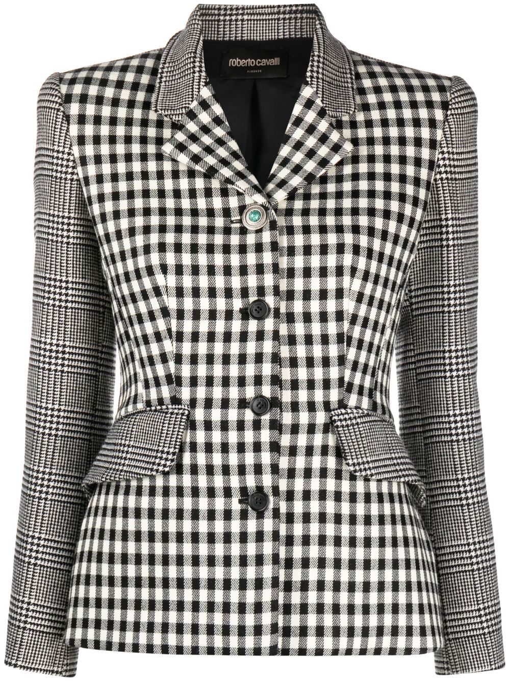 Roberto Cavalli checked wool-blend blazer - Black von Roberto Cavalli