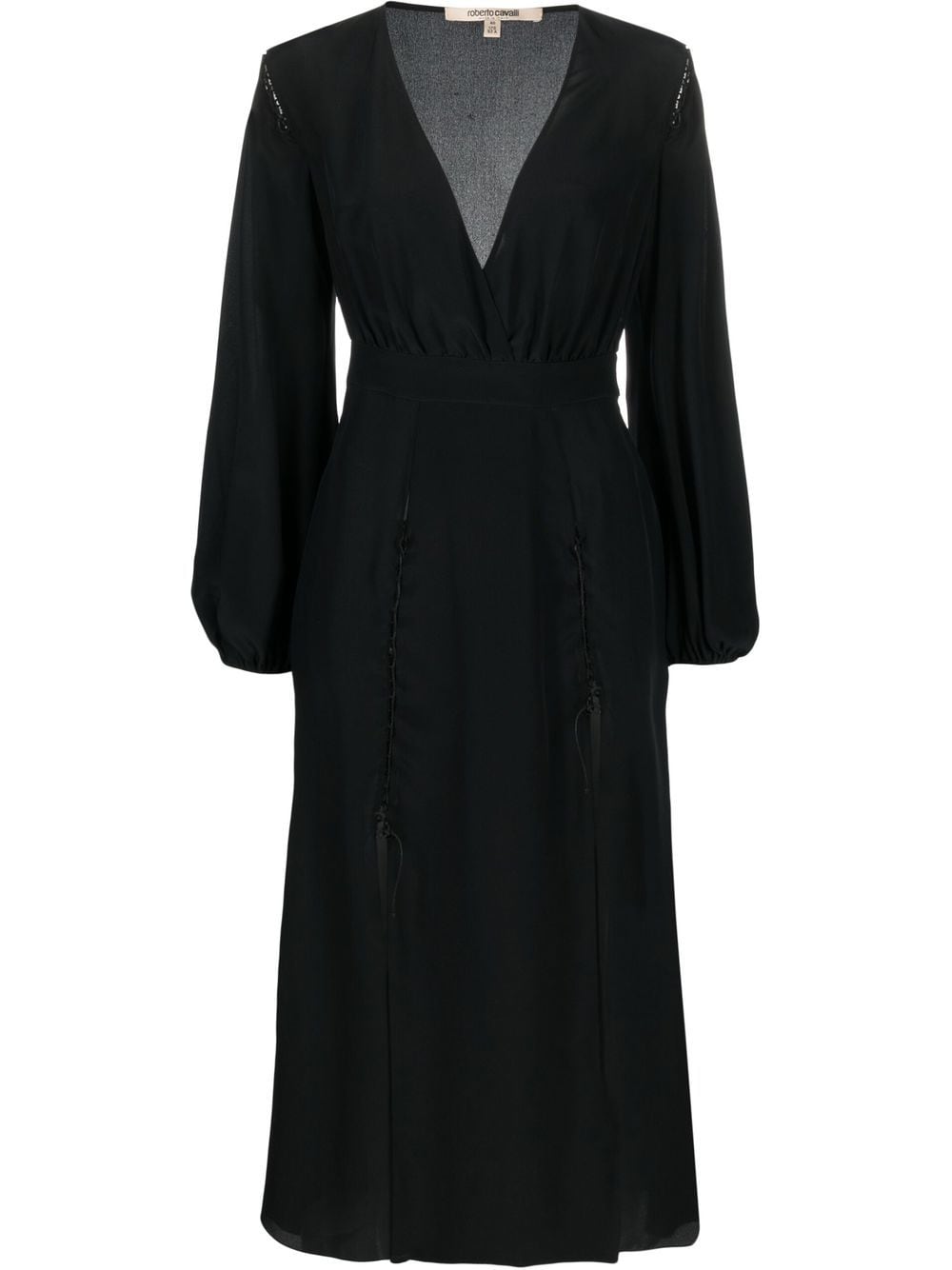 Roberto Cavalli front-slit silk midi dress - Black von Roberto Cavalli