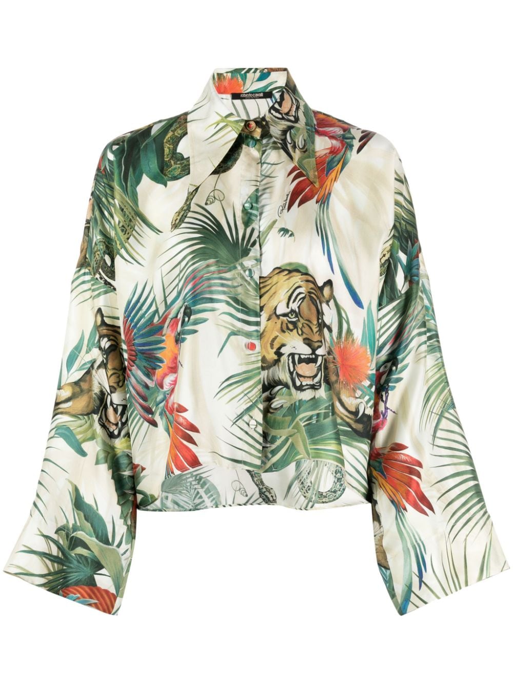 Roberto Cavalli graphic-print silk shirt - Multicolour von Roberto Cavalli