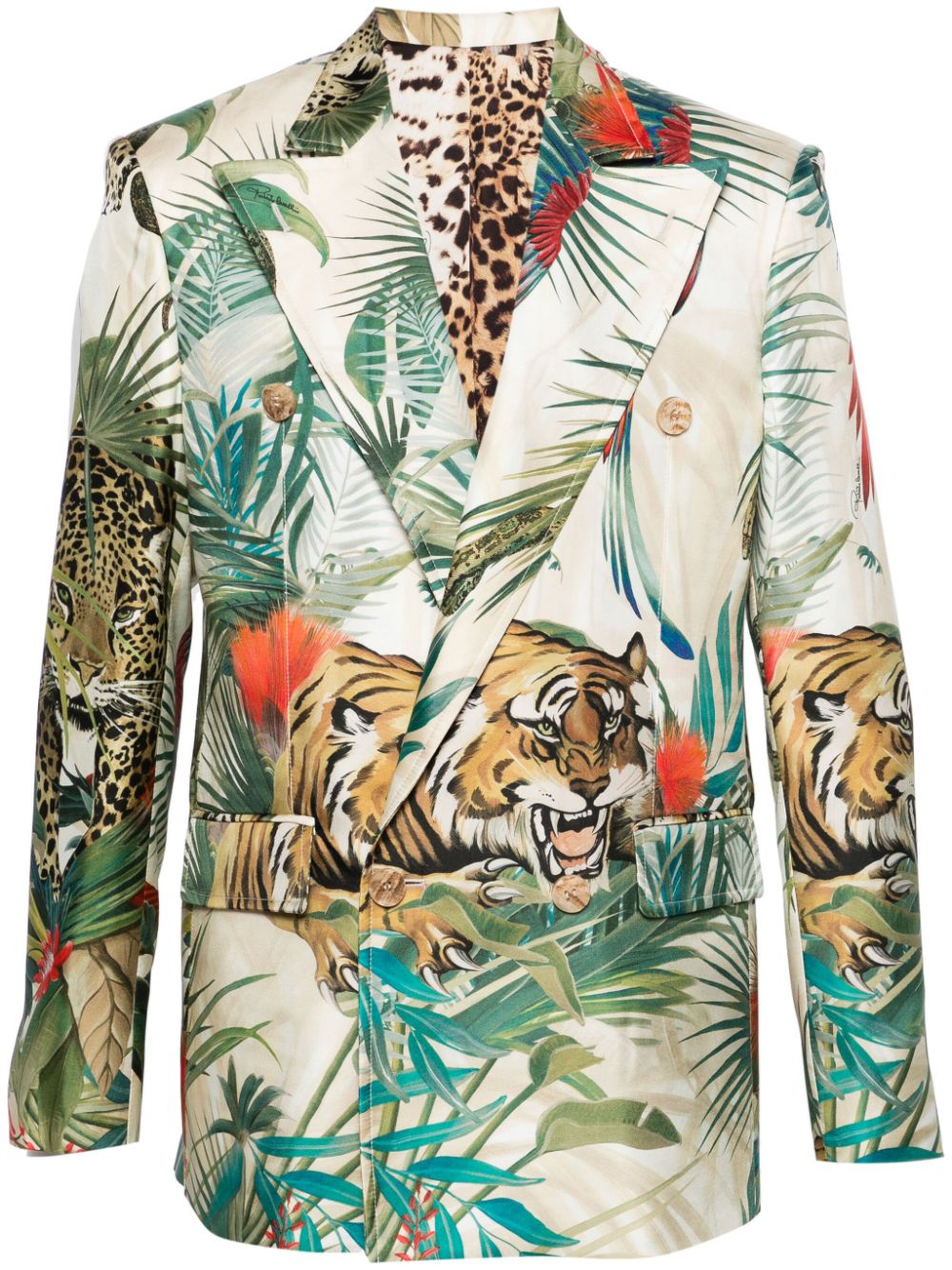 Roberto Cavalli jungle-print silk blazer - Neutrals von Roberto Cavalli