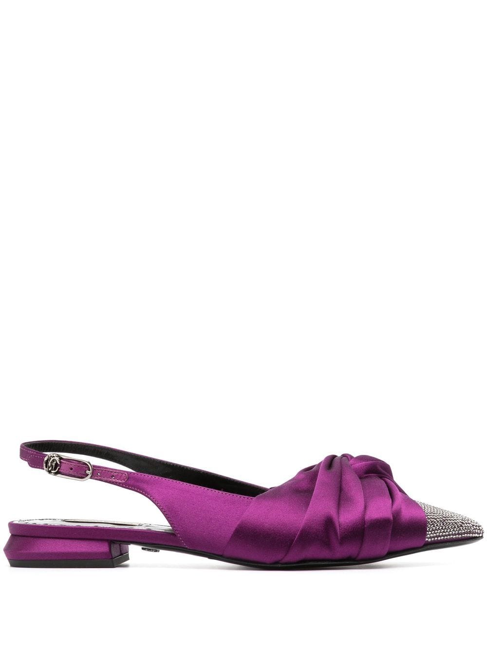 Roberto Cavalli knot-detail satin slingback ballerinas - Purple von Roberto Cavalli