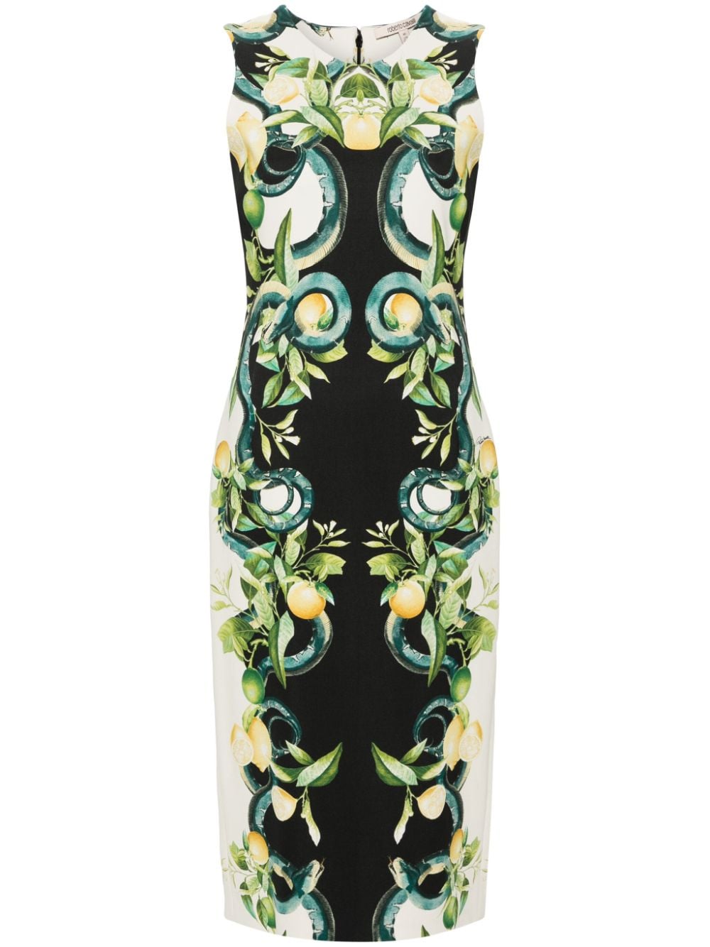 Roberto Cavalli lemon-print crepe midi dress - Black von Roberto Cavalli