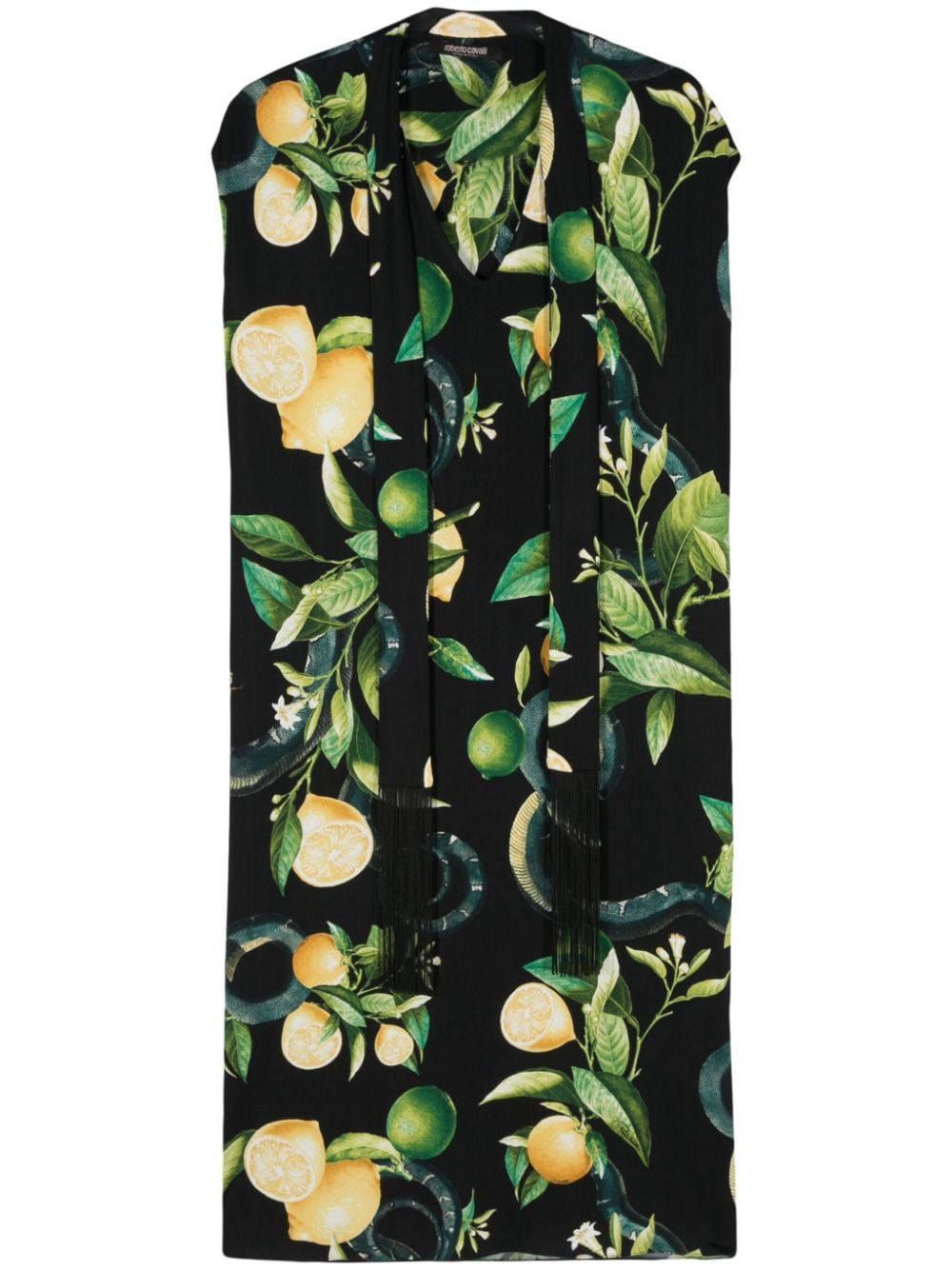 Roberto Cavalli lemon-print midi dress - Black von Roberto Cavalli