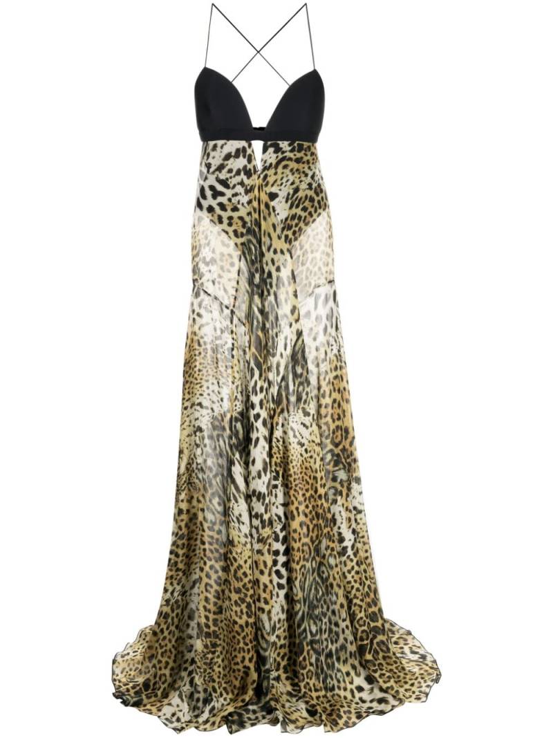 Roberto Cavalli leopard-print long dress - Brown von Roberto Cavalli