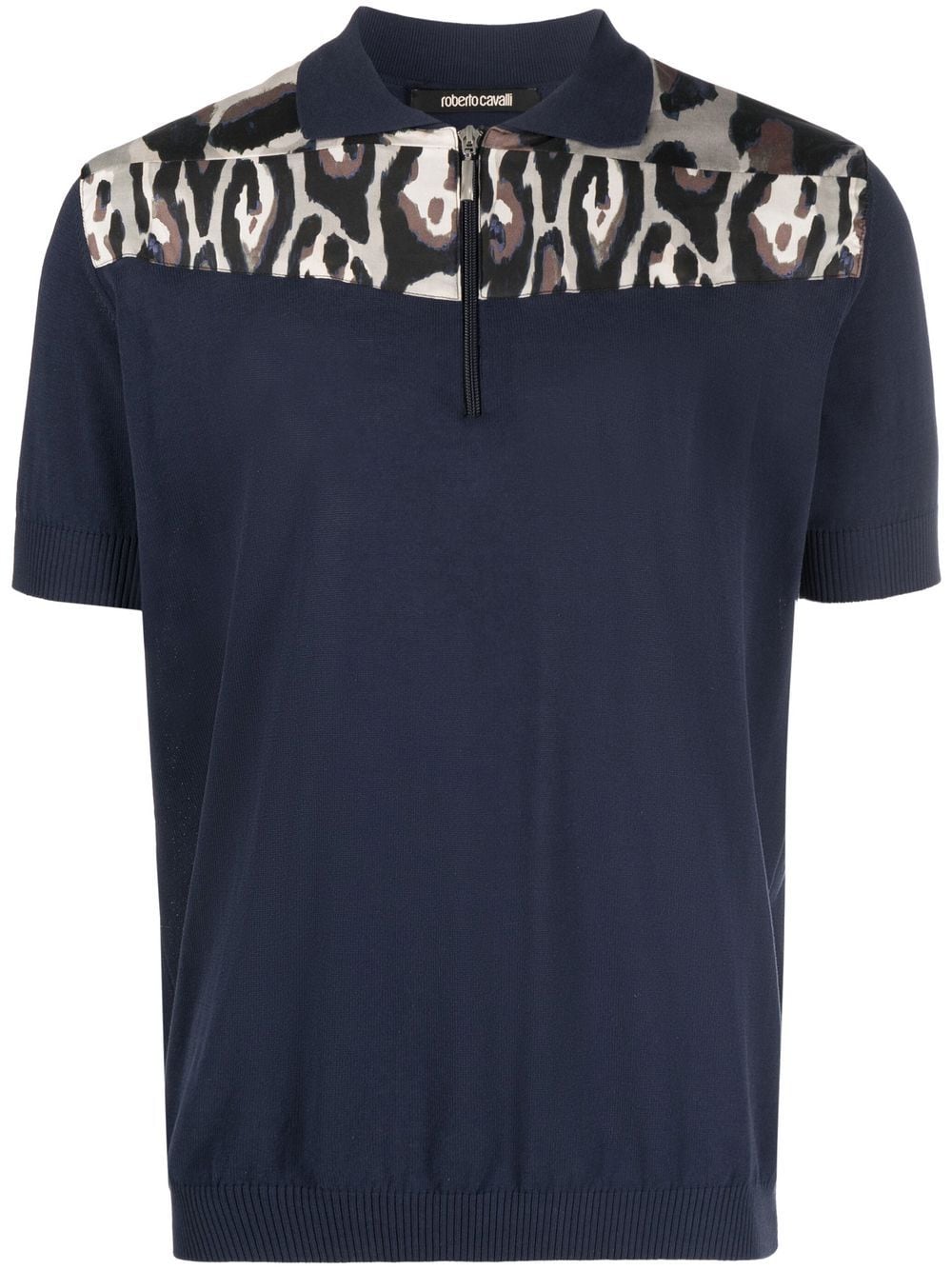 Roberto Cavalli leopard print polo shirt - Blue von Roberto Cavalli
