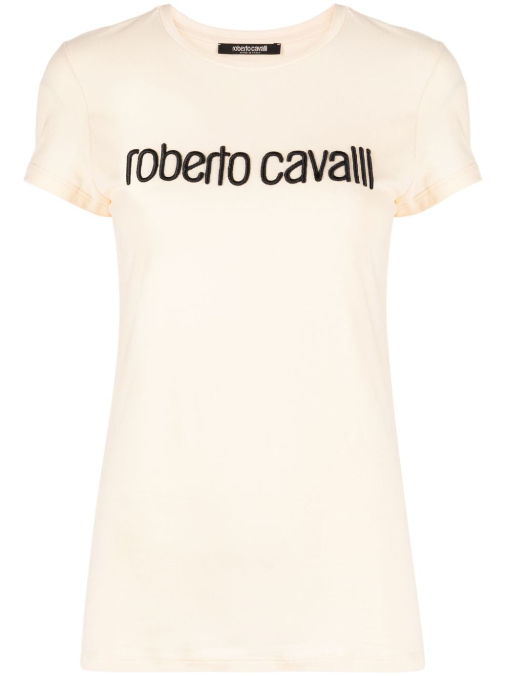 Roberto Cavalli logo-embroidered stretch-cotton T-shirt - Neutrals von Roberto Cavalli