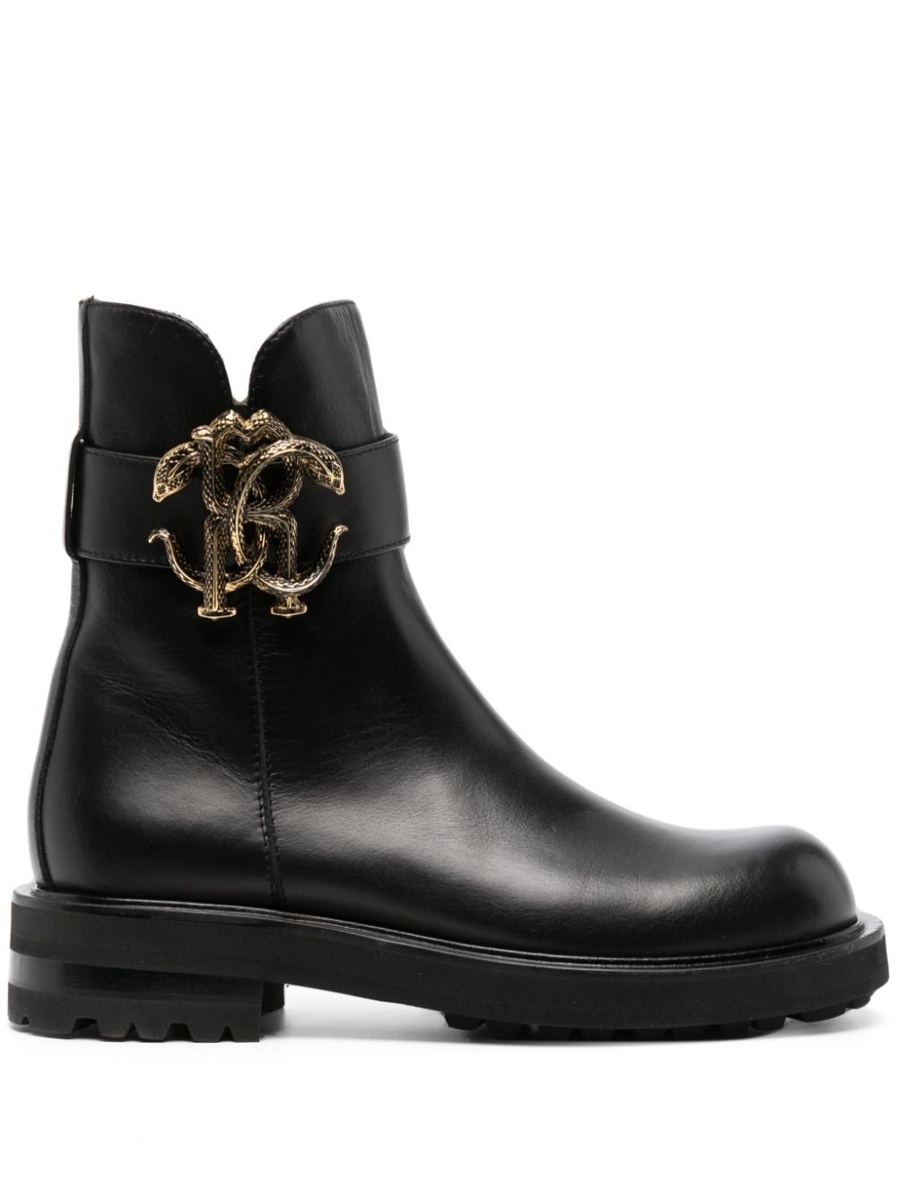 Roberto Cavalli logo-plaque leather boots - Black von Roberto Cavalli