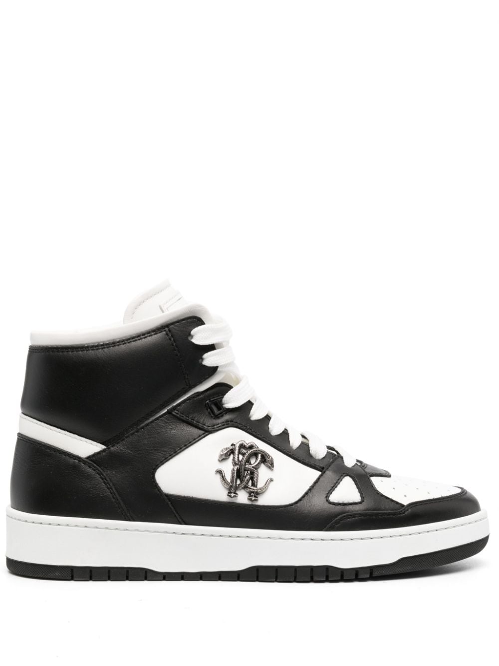 Roberto Cavalli logo-plaque leather sneakers - White von Roberto Cavalli
