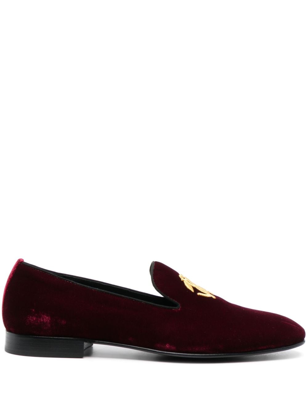 Roberto Cavalli logo-plaque velvet-finish loafers - Red von Roberto Cavalli