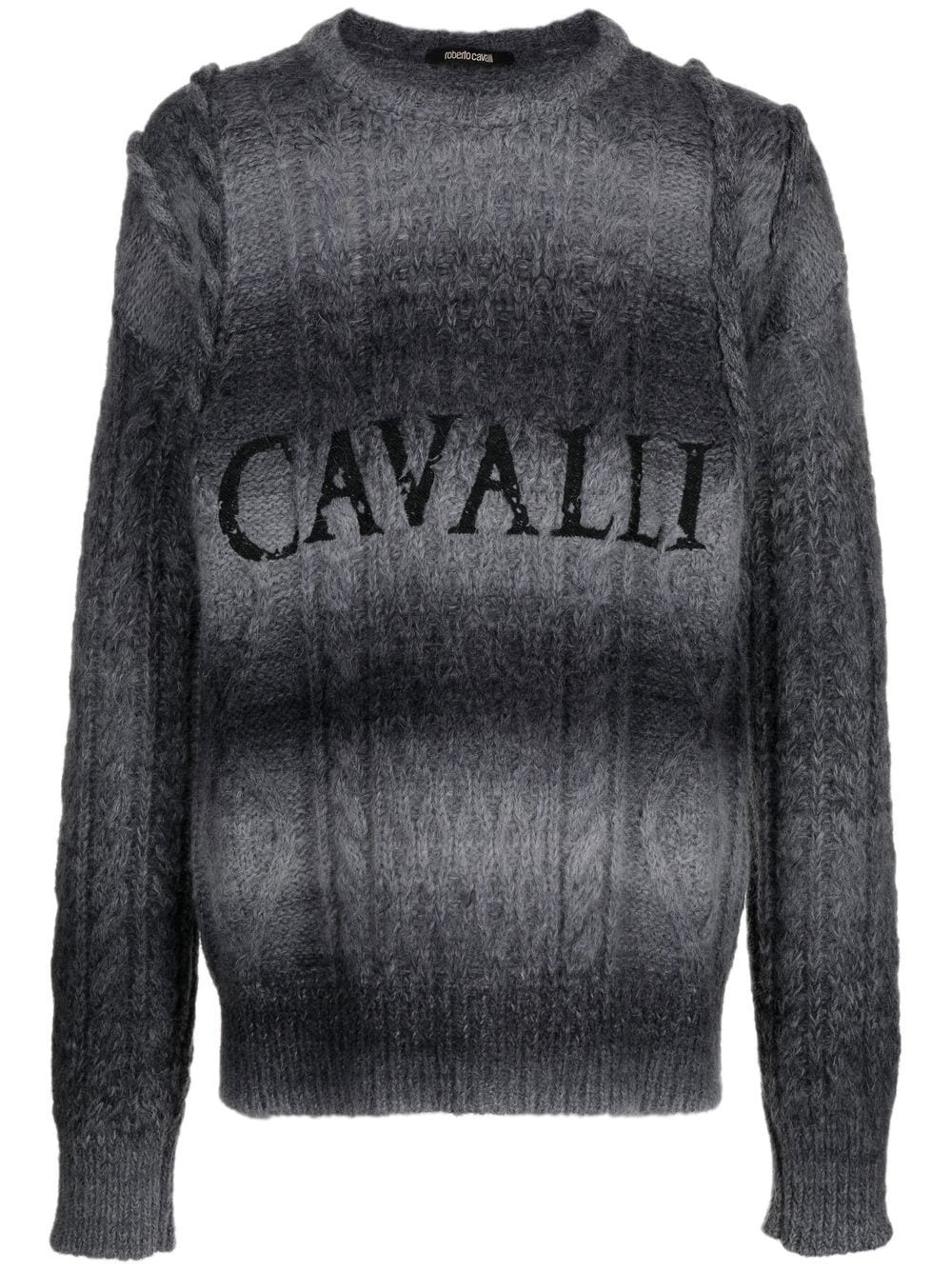 Roberto Cavalli logo-print knit jumper - Grey von Roberto Cavalli