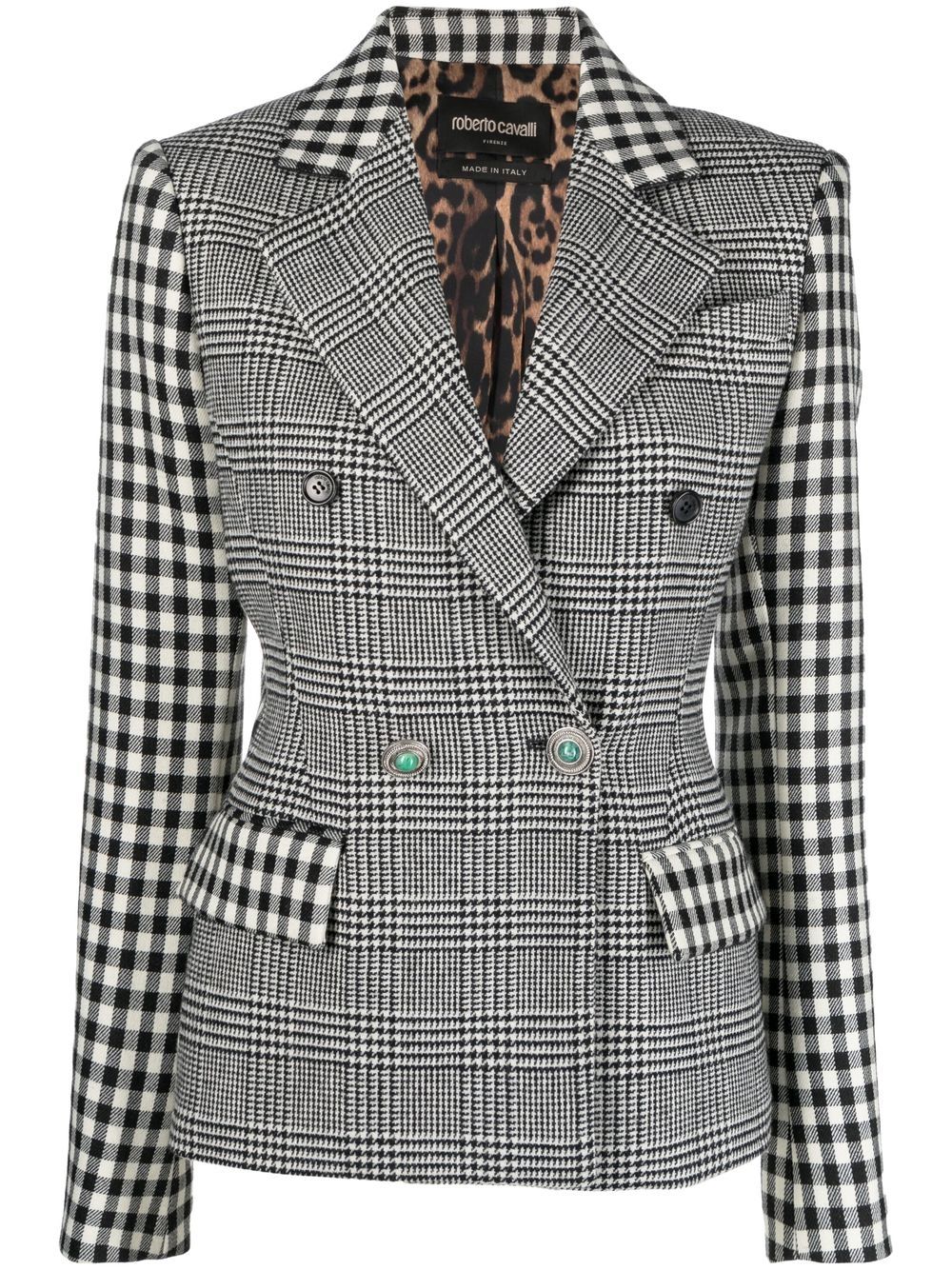 Roberto Cavalli mixed-check double-breasted blazer - Black von Roberto Cavalli